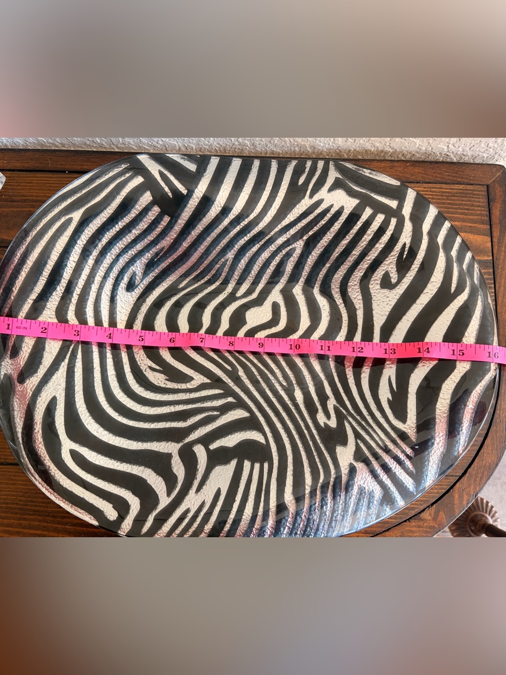 Decorative Zebra Stripe Glass Tray - Black and White - Picture 5 of 8